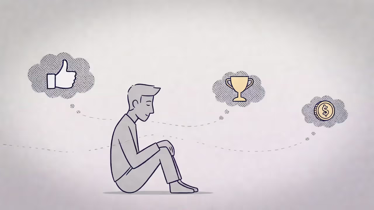 Person observing comparison thoughts mindfully without reacting